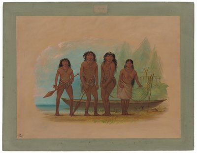 Vier Feuerland-Indianer von George Catlin