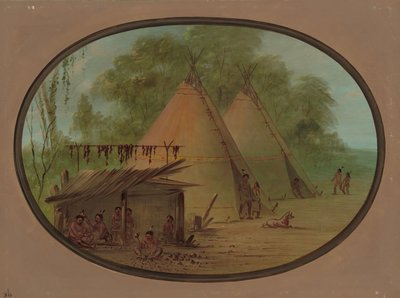 Herstellung von Feuersteinpfeilspitzen - Apachen, 1855-1869 von George Catlin