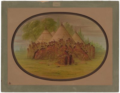 Pfeifentanz - Assinneboine von George Catlin