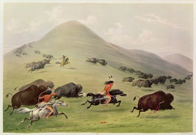 Die Büffeljagd, ca. 1832 von George Catlin