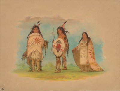 Drei Riccarree-Indianer von George Catlin