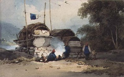 Ein Lager am Flussufer, China von George Chinnery