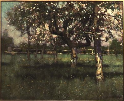 Obstgartenszene, Mitte der 1880er Jahre von George Clausen