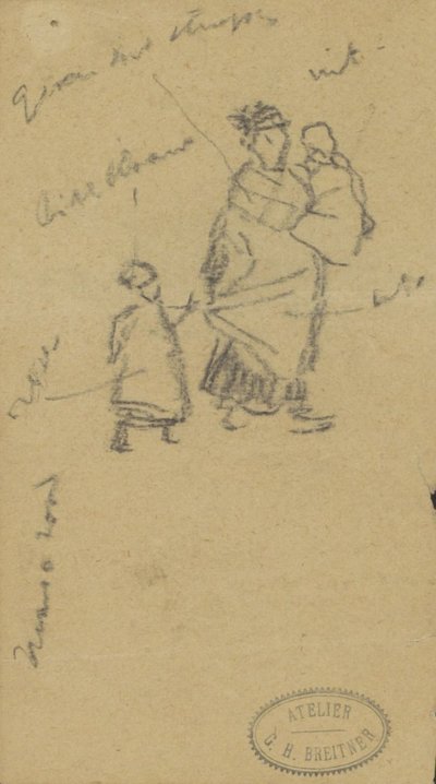 Frau mit zwei Kindern von George Hendrik Breitner