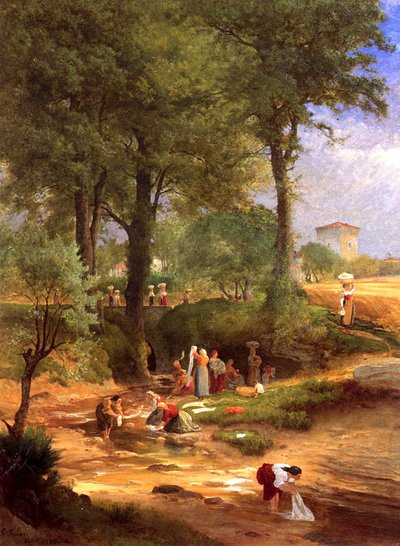 Waschtag bei Perugia, Italien, 1873 von George Inness