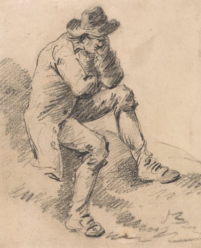 Mann sitzt auf einer Bank von George Morland