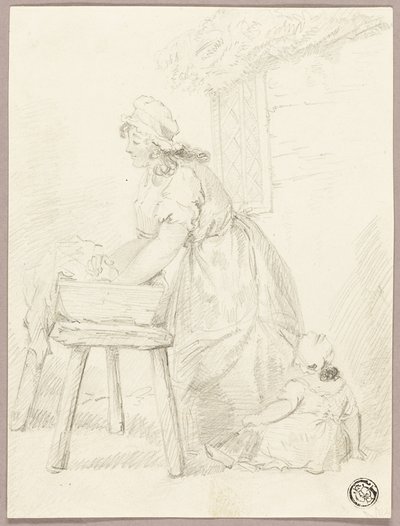 Frau beim Wäschewaschen von George Morland