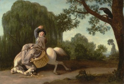 Die Frau des Bauern und der Rabe von George Stubbs