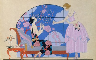 Zwei Damen in einem Salon von Georges Barbier