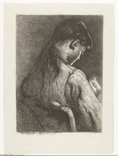 Sitzendes Mädchen, von hinten gesehen von Gerard Jan Bos