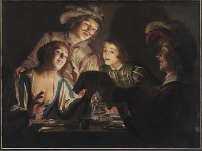 Musikgruppe bei Kerzenlicht von Gerard van Honthorst