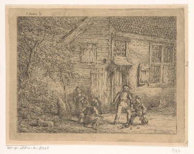 Kinder beim Murmelspiel von Gerardus Emaus de Micault