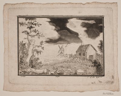 Landschaft mit Haus und Mühle von Gerhard Ludvig Lahde