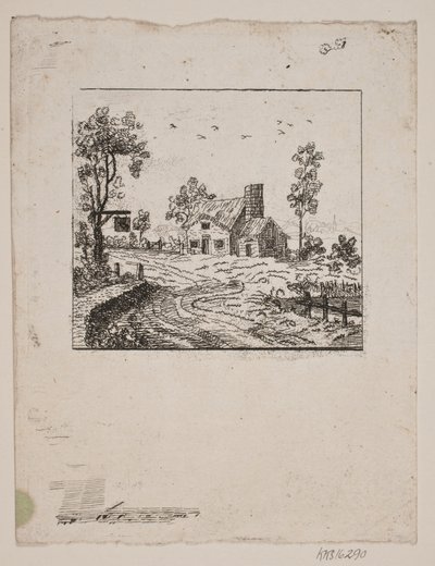 Landschaft mit Gasthaus von Gerhard Ludvig Lahde