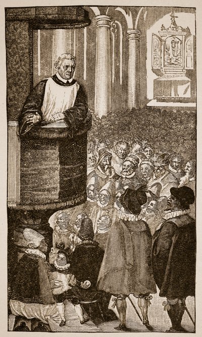 Martin Luther predigt, ca. 1517 von German School