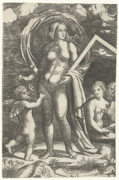 Venus mit Zeichenhaken und Cupido und Liebespaar von Giacomo Francia