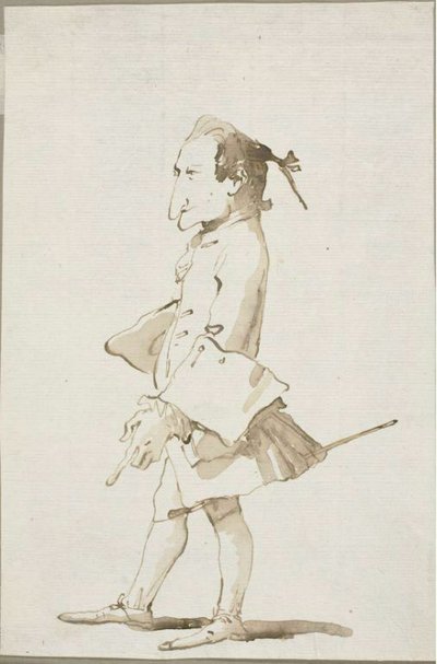 Karikatur eines Mannes, Ganzfigur, nach links gewandt von Giambattista Tiepolo