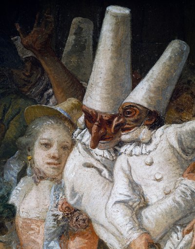 Pulcinella und Akrobaten (Detail) von Giandomenico  Tiepolo