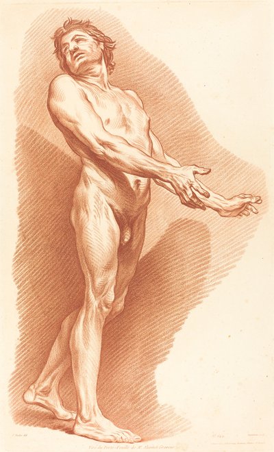 Akademie (642) von Gilles Antoine Demarteau after Carle Van Loo