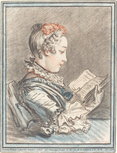 Junges Mädchen liest Héloise und Abélard, 1770 von Gilles Demarteau