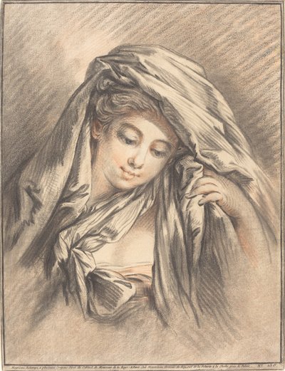 Junge Frau mit bedecktem Kopf, 1767 von Gilles Demarteau