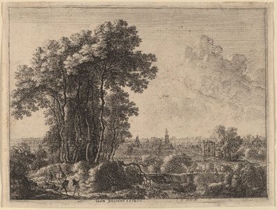 Landschaft mit Reiter und drei Reisenden von Gilles Neyts