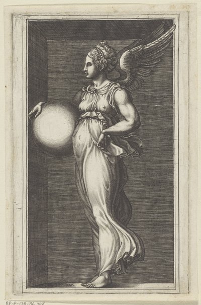 Allegorische Figur mit einer Kugel von Giorgio Ghisi