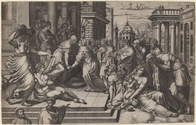 Die Heimsuchung von Giorgio Ghisi after Francesco Salviati