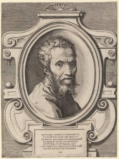 Michelangelo Buonarroti von Giorgio Ghisi, after Marcello Venusti