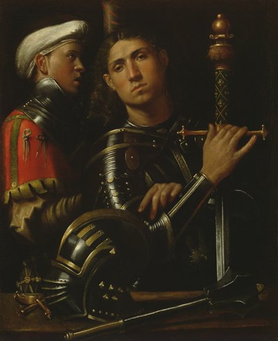 Ein Krieger und sein Knappe von Giorgione da Castelfranco