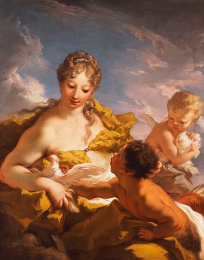 Venus, Amor und ein Faun von Giovanni Antonio Pellegrini