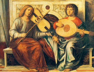 Putten spielen Musikinstrumente von Giovanni Battista Cima da Conegliano