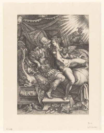 Mars und Venus als Liebende von Giovanni Battista Scultori