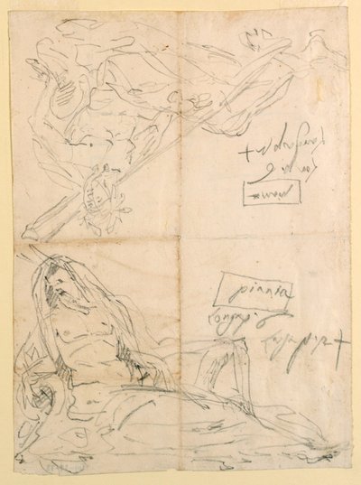 Zwei Skizzen von Flussgöttern von Giovanni Battista Tiepolo