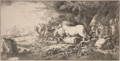 Die Tiere gehen zur Arche von Giovanni Benedetto Castiglione