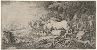 Die Tiere gehen zur Arche von Giovanni Benedetto Castiglione