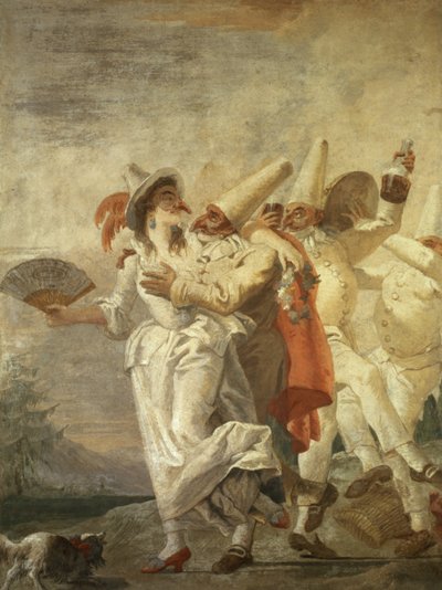 Pulcinella verliebt, um 1793 von Giovanni Domenico Tiepolo