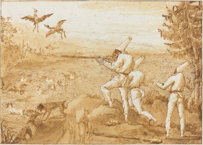 Punchinellos jagen Wasservögel von Giovanni Domenico Tiepolo