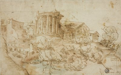 Ansicht des Tempels der Vesta, Tivoli von Giovanni Francesco Grimaldi