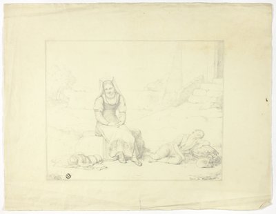 Römische Bäuerin und schlafende Kinder von Giovanni Tognolli