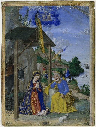 Einzelne Miniatur: Die Geburt Christi, um 1515 von Girolamo dai Libri