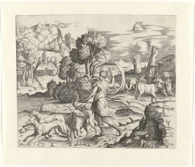 Diana auf der Jagd von Giulio Bonasone