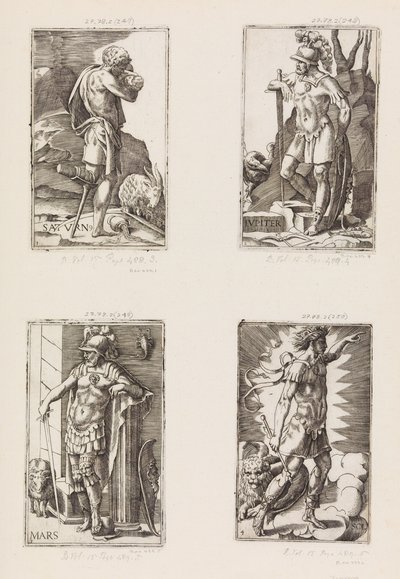 Jupiter, aus Planeten, Platte 2, 1530-70 von Giulio Bonasone