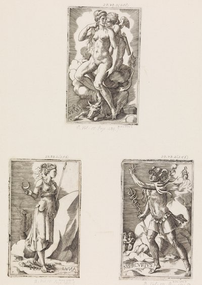 Mercurius, aus Planeten, Tafel 6, 1530-70 von Giulio Bonasone