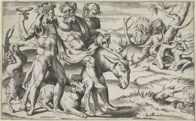 Silenus reitet auf einem Esel von Giulio Bonasone