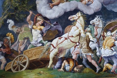 Diomedes kämpft gegen Phegeus und Idaios von Giulio Romano
