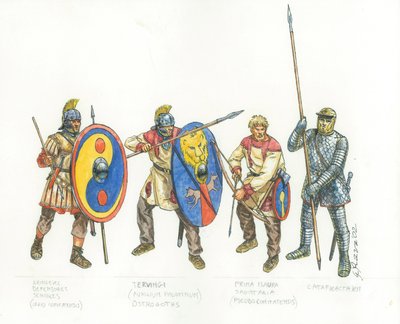 Römische Armee: Legionär, Hilfstruppenbogenschütze und Kataphrakt von Giuseppe Rava
