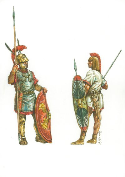 Römischer Triarius und Hannibals hispanischer Fußballsoldat von Giuseppe Rava