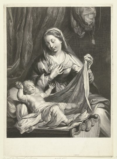 Maria mit Christuskind in der Krippe von Gérard Edelinck