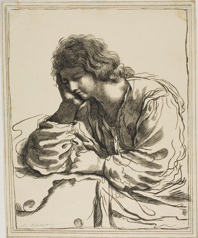 Der heilige Johannes der Evangelist in Meditation von Guercino